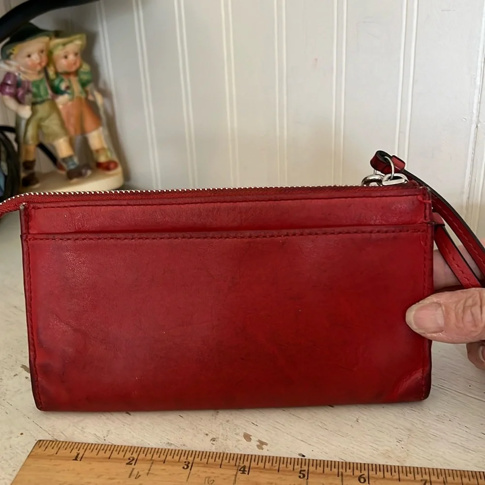 Vintage 90s Coach New York wristlet red leather wallet